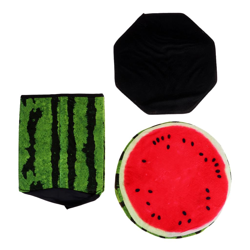 Folding Ottoman Stool Storage Box Room Footstool Camping Chair Fishing Seat Watermelon
