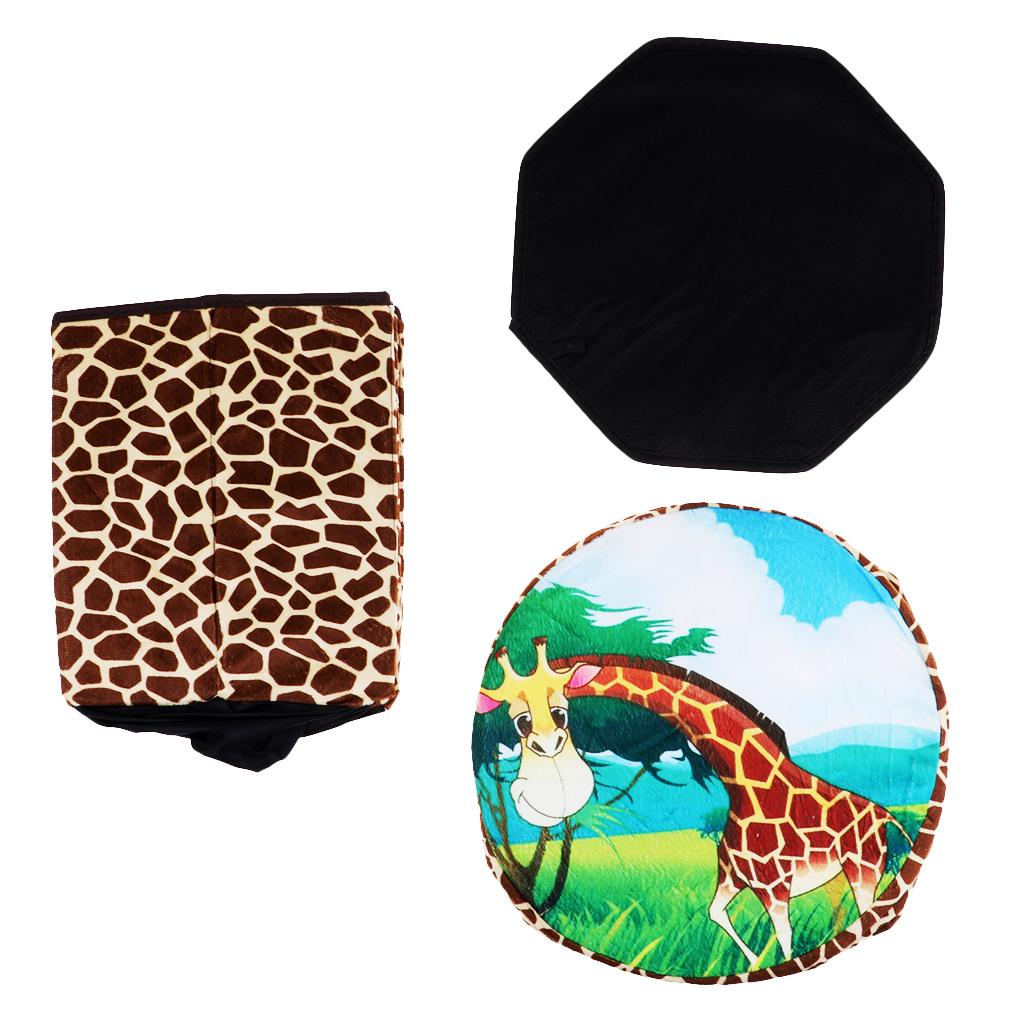 Folding Ottoman Stool Storage Box Room Footstool Camping Chair Fishing Seat Giraffe