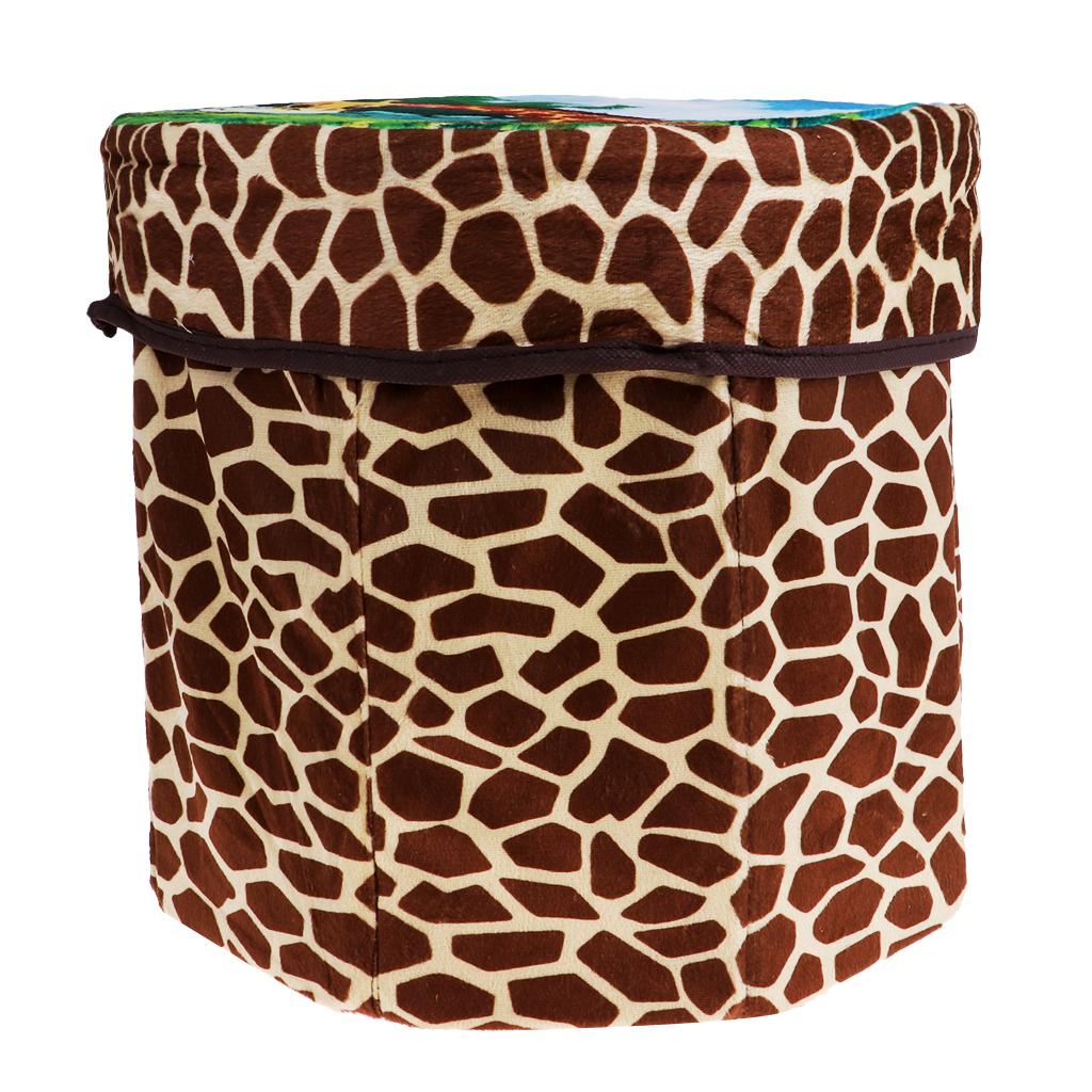 Folding Ottoman Stool Storage Box Room Footstool Camping Chair Fishing Seat Giraffe
