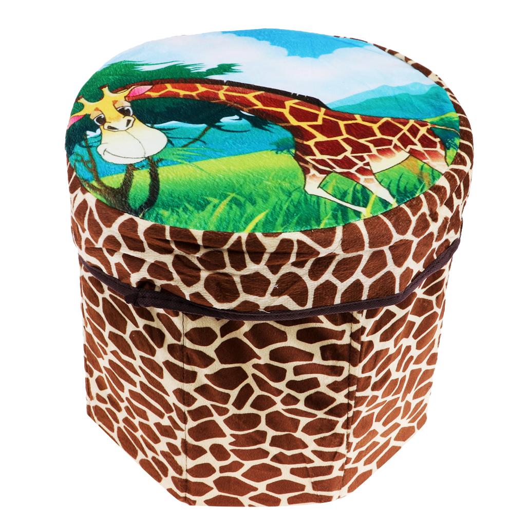Folding Ottoman Stool Storage Box Room Footstool Camping Chair Fishing Seat Giraffe