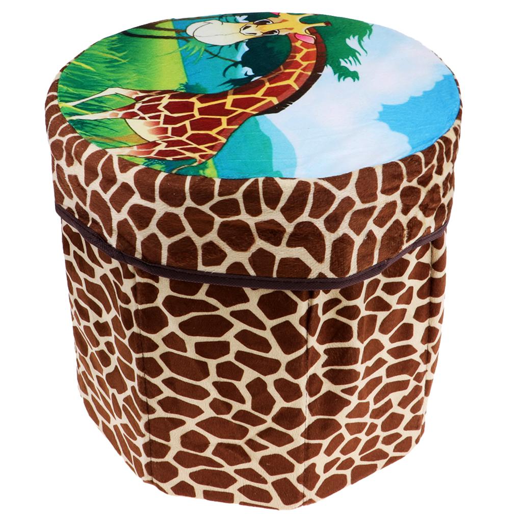 Folding Ottoman Stool Storage Box Room Footstool Camping Chair Fishing Seat Giraffe
