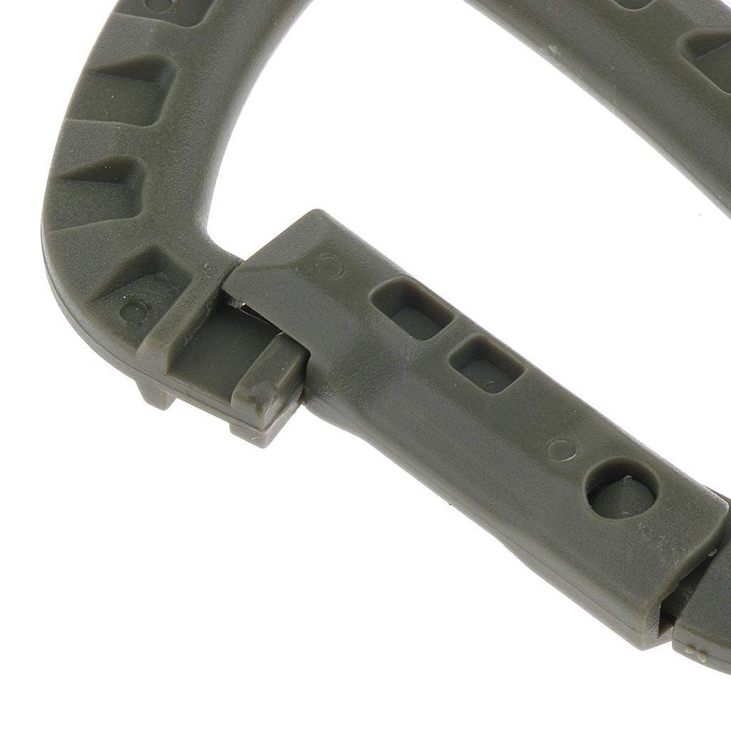 4x5Pcs Outdoor Carabiners Backpack Hook Snap Keychain D-Ring Buckle Army Green