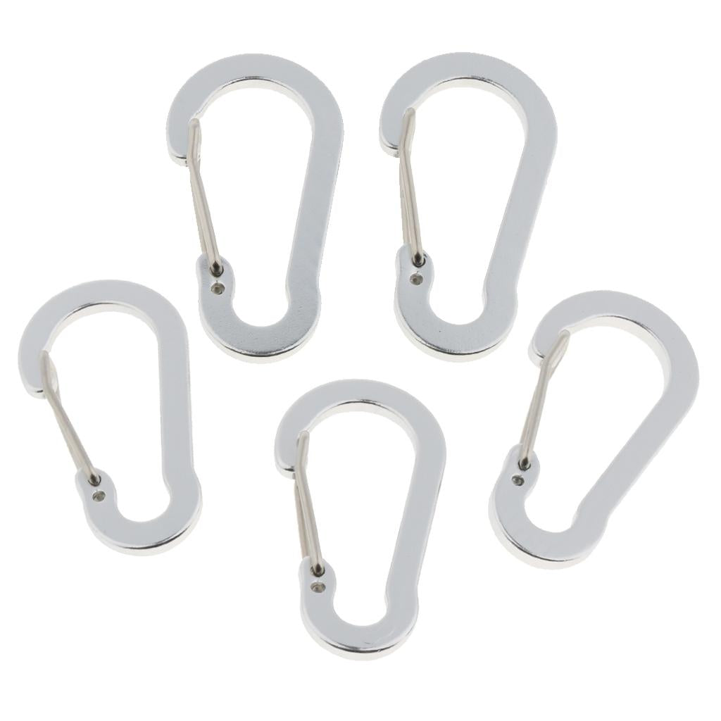 5pcs Key Chain Buckle Spring Snap Hook Outdoor Clip Water Bottle Hook Silver