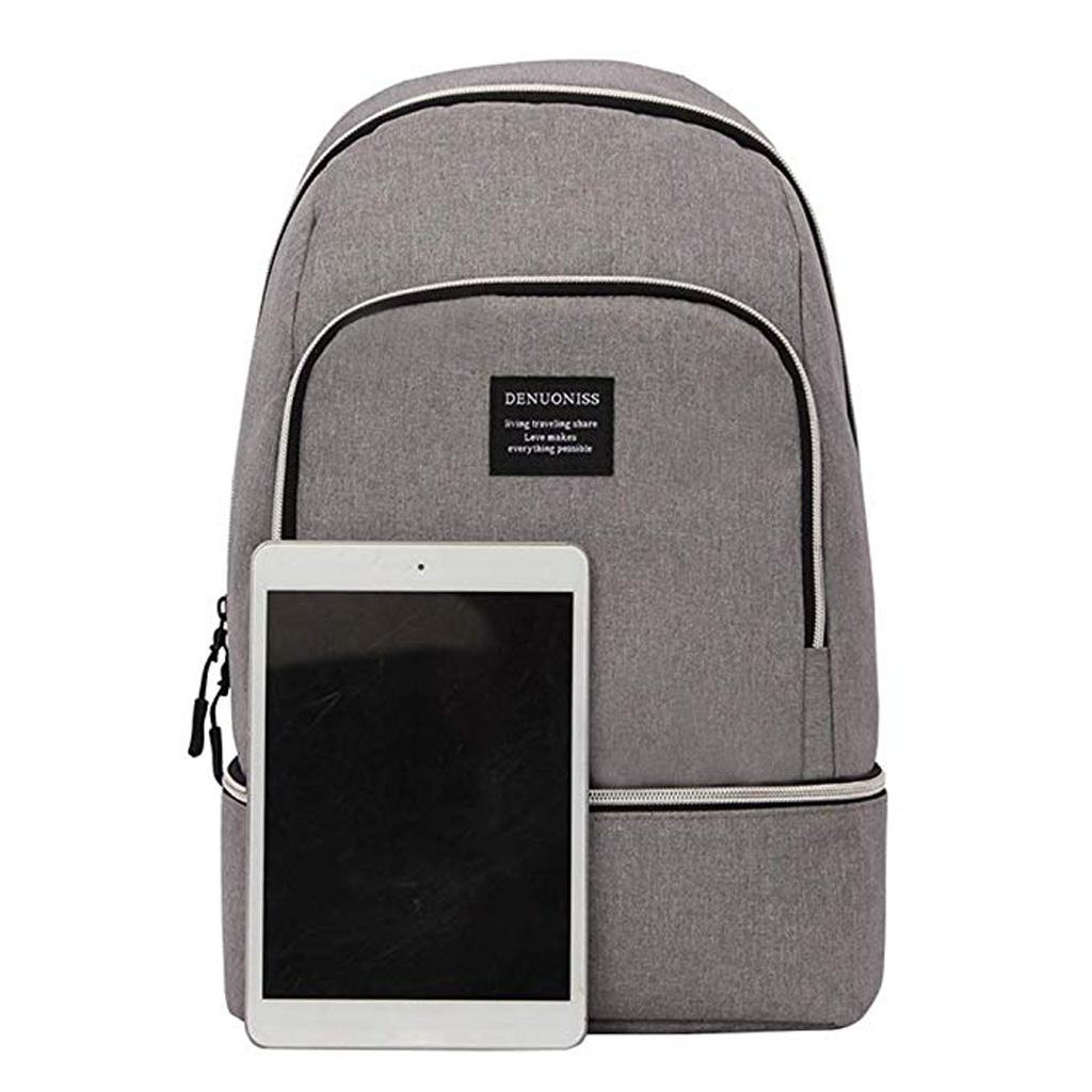 Outdoor Insulated Backpack Cooler Camping Travel Lunch Bag Storage Pouch Grey