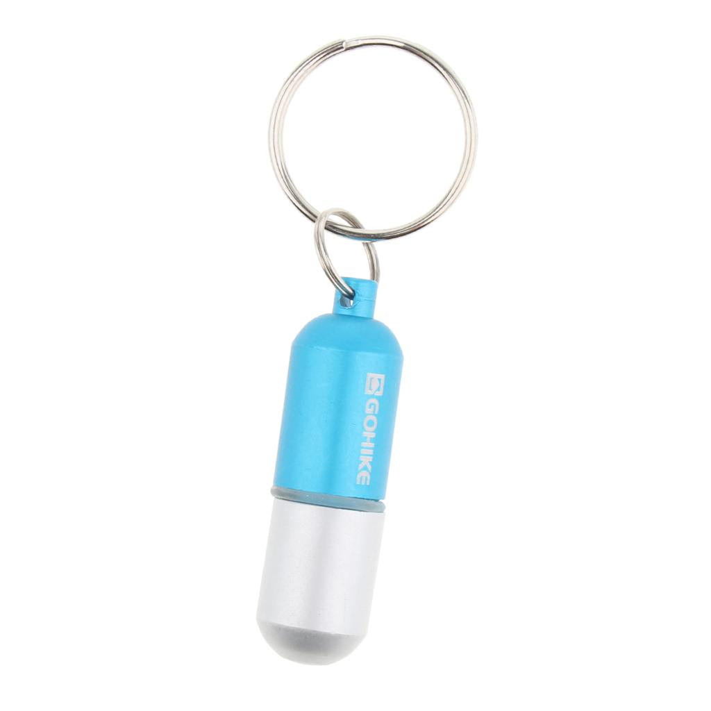 Waterproof Aluminum Pill Storage Box Keychain Capsule Tablet Bottle Blue S