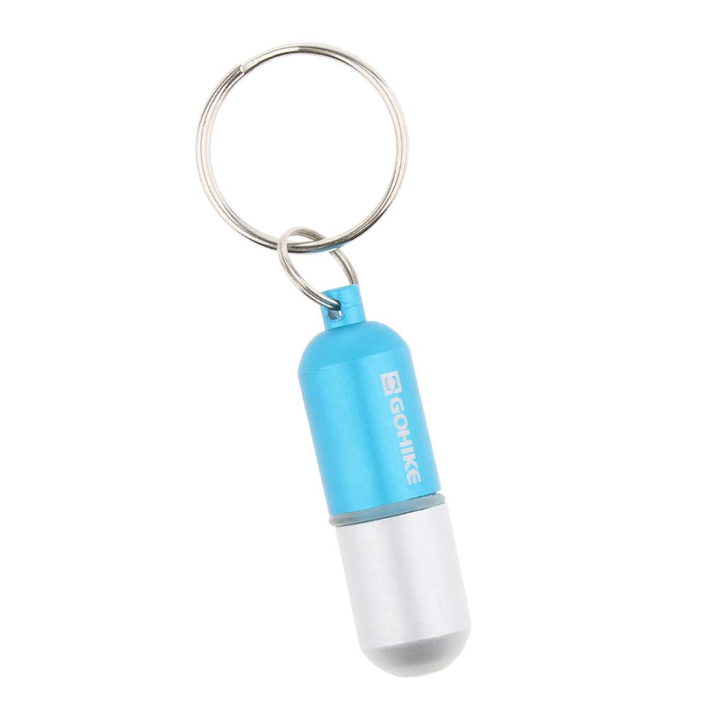 Waterproof Aluminum Pill Storage Box Keychain Capsule Tablet Bottle Blue S