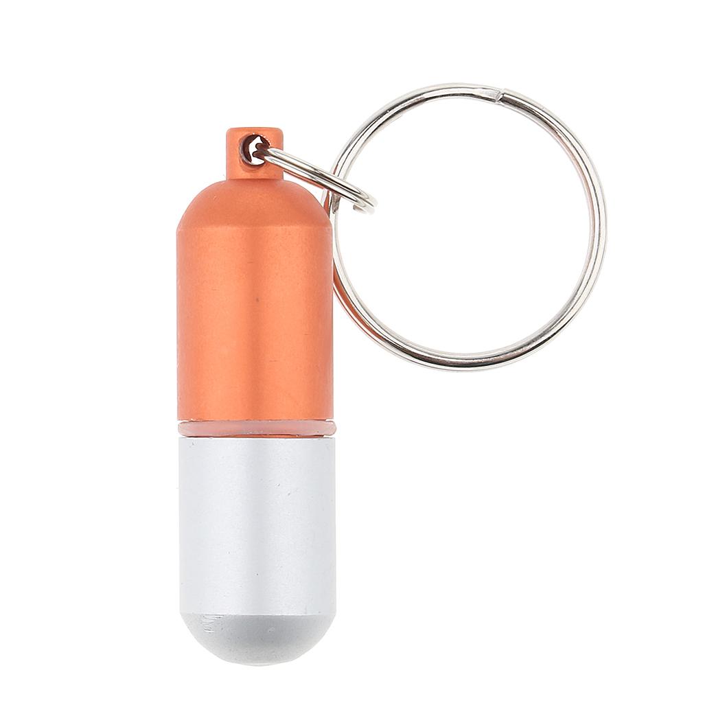 Waterproof Aluminum Pill Storage Box Keychain Capsule Tablet Bottle Orange S