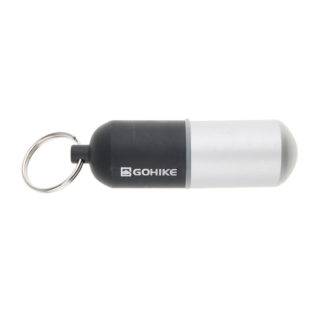 Waterproof Aluminum Pill Storage Box Keychain Capsule Tablet Bottle Black L