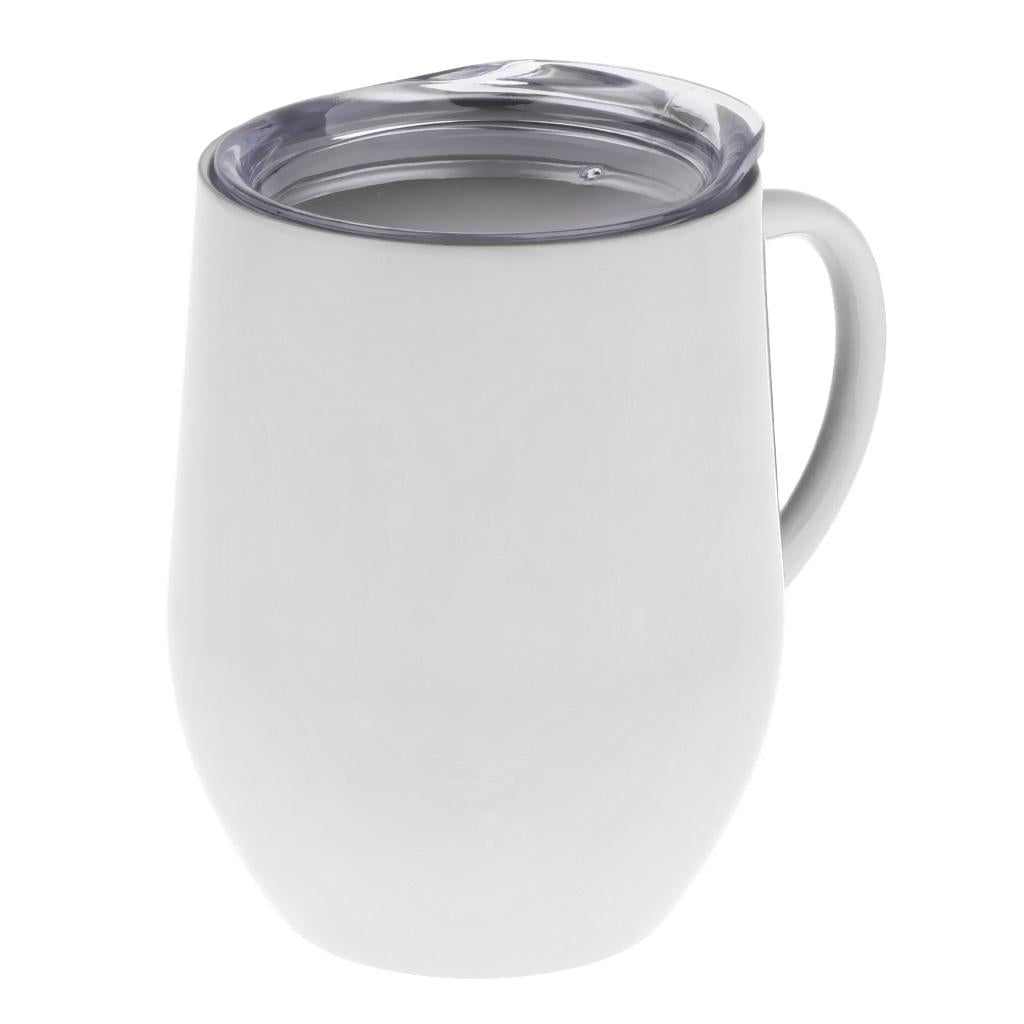 Insulated mug Stainless Steel Tumbler 12 oz Wine Cup with Handle White