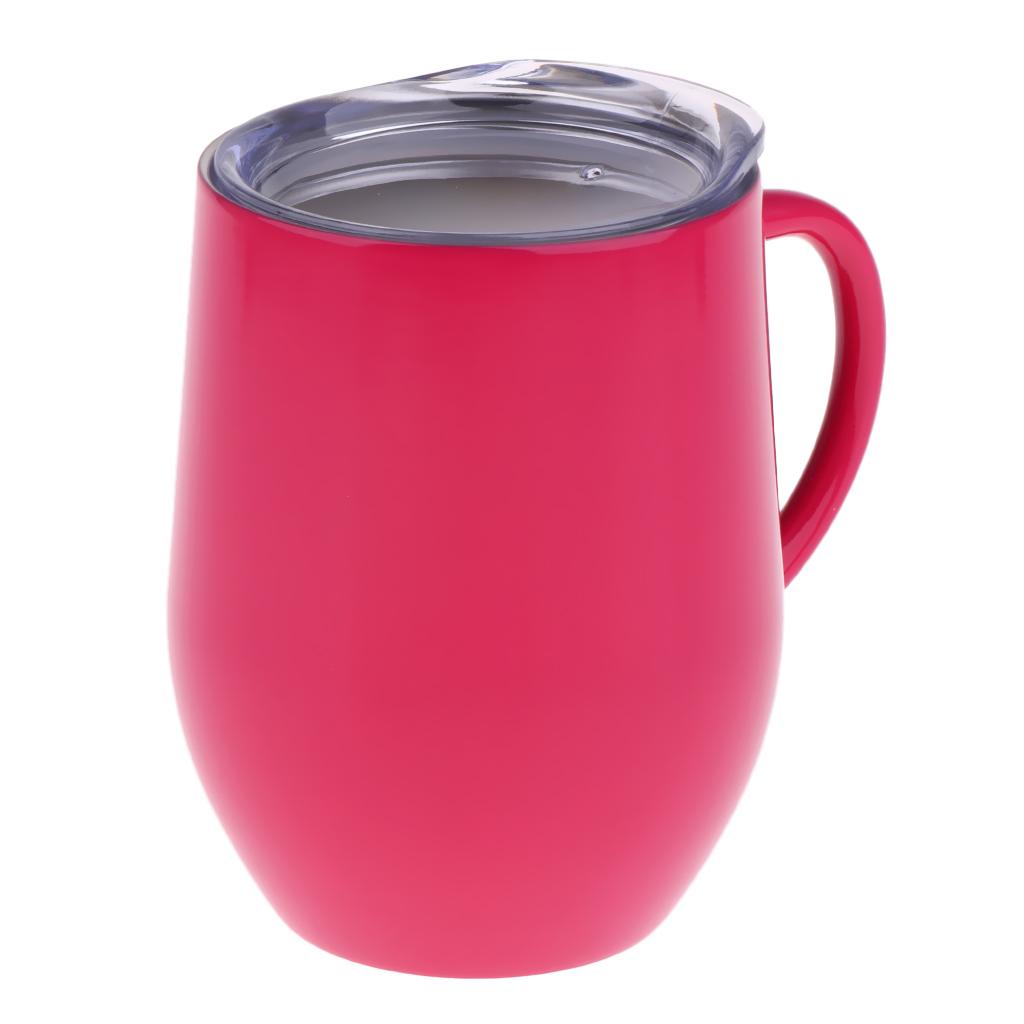 Insulated mug Stainless Steel Tumbler 12 oz Wine Cup with Handle Red