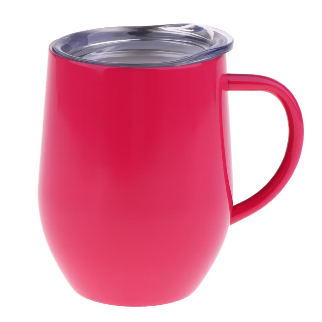 Insulated mug Stainless Steel Tumbler 12 oz Wine Cup with Handle Red