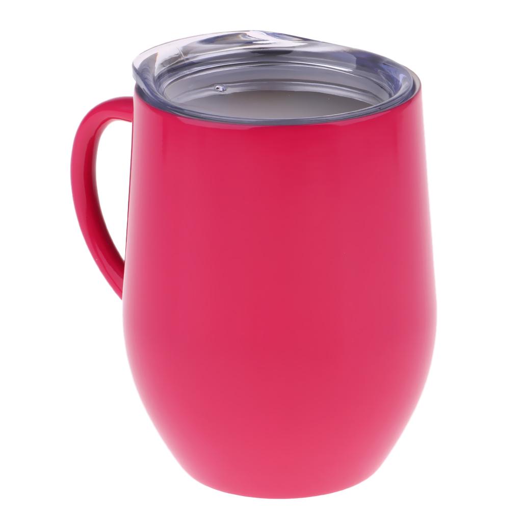 Insulated mug Stainless Steel Tumbler 12 oz Wine Cup with Handle Red