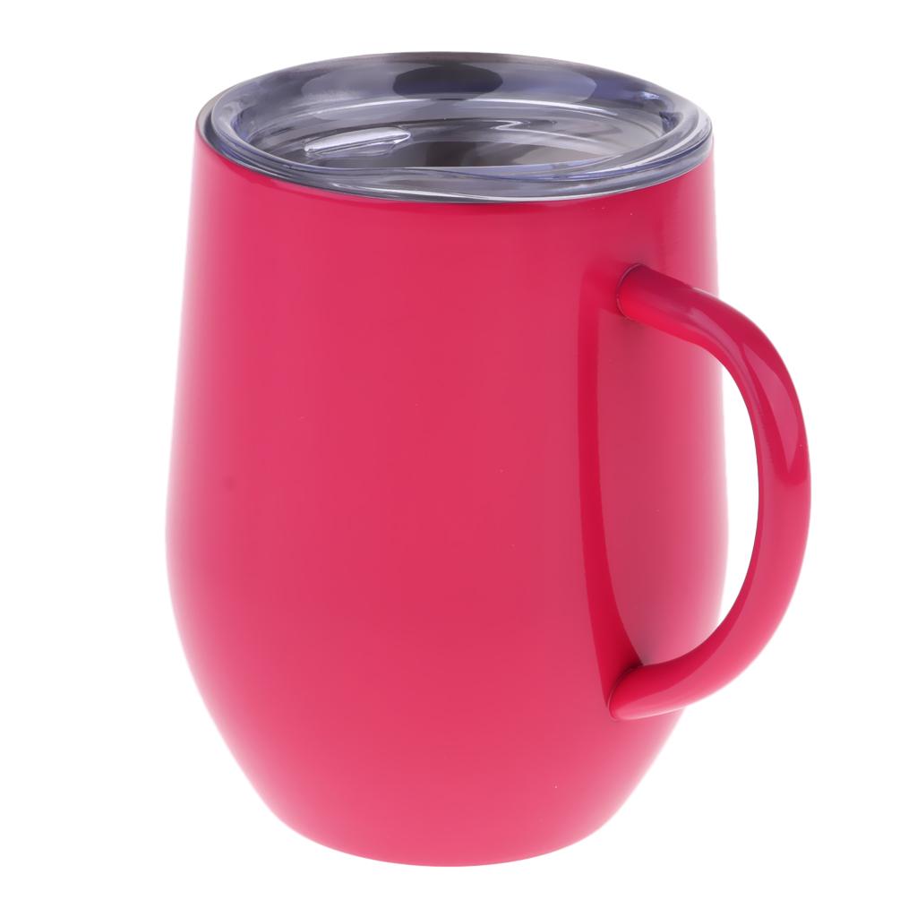 Insulated mug Stainless Steel Tumbler 12 oz Wine Cup with Handle Red