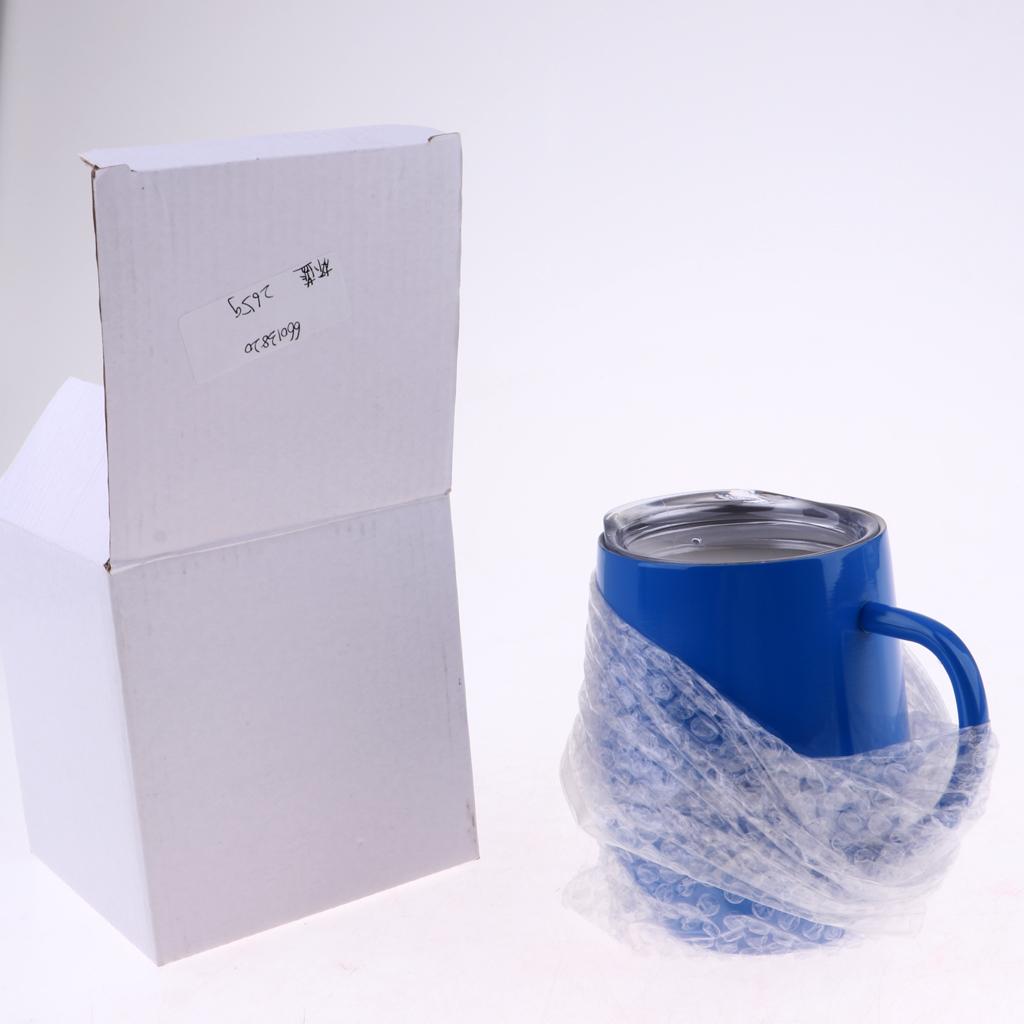 Insulated mug Stainless Steel Tumbler 12 oz Wine Cup with Handle Blue