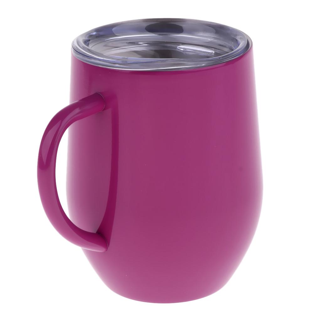 Insulated mug Stainless Steel Tumbler 12 oz Wine Cup with Handle Purple