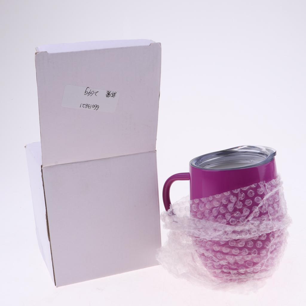 Insulated mug Stainless Steel Tumbler 12 oz Wine Cup with Handle Purple