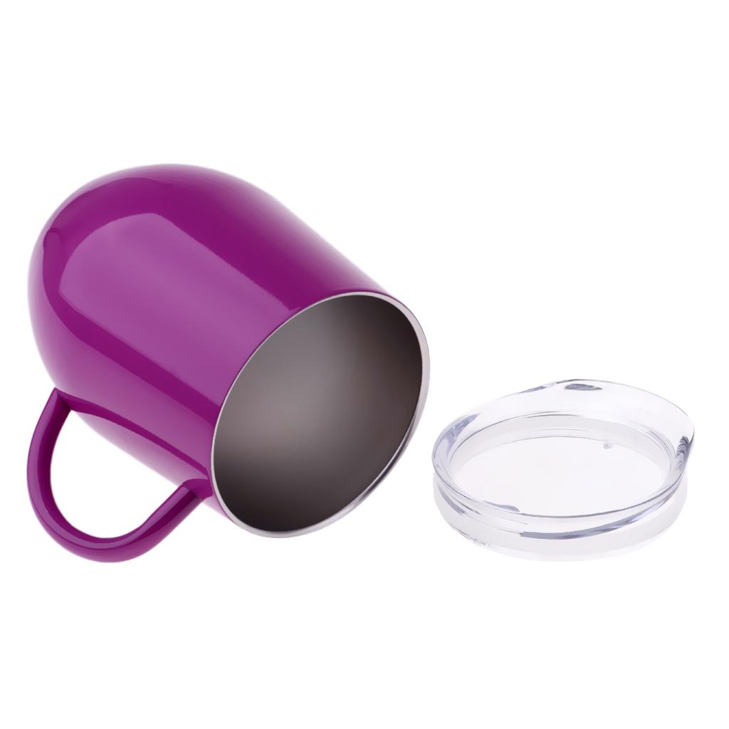 Insulated mug Stainless Steel Tumbler 12 oz Wine Cup with Handle Purple