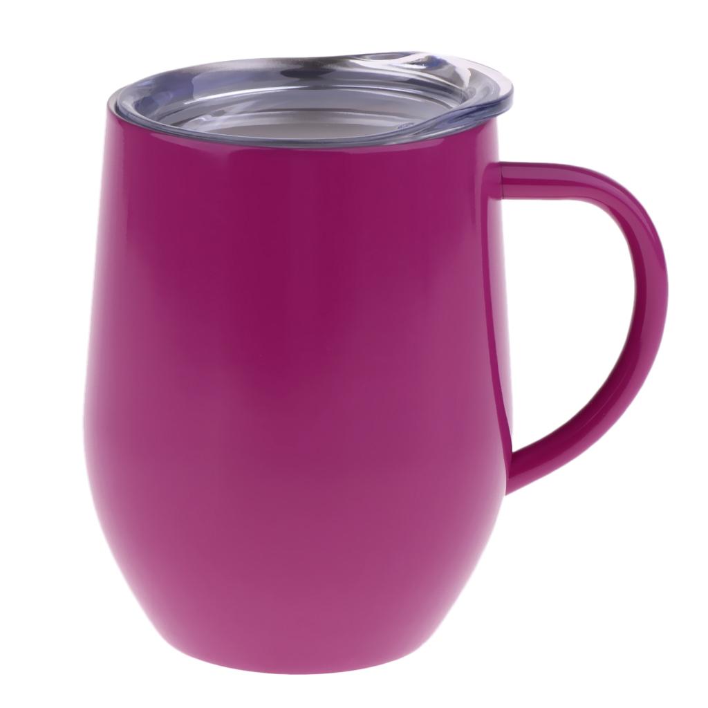 Insulated mug Stainless Steel Tumbler 12 oz Wine Cup with Handle Purple