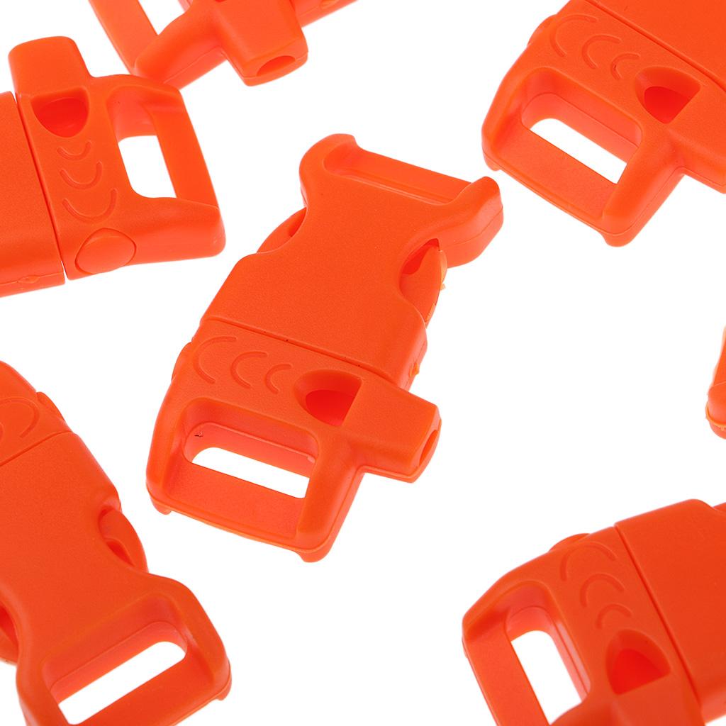 6x10 PCS Emergency Whistle Buckle for Outdoor Camping Paracord Bracelet Orange