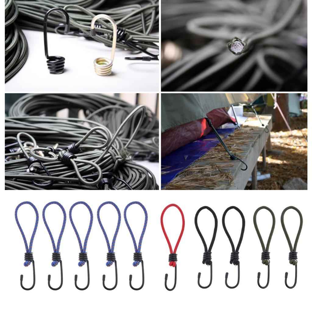 5 Pcs Bungee Hook Tie - Tarpaulin Elastic Stretch Cord Straps with Hook 6mm