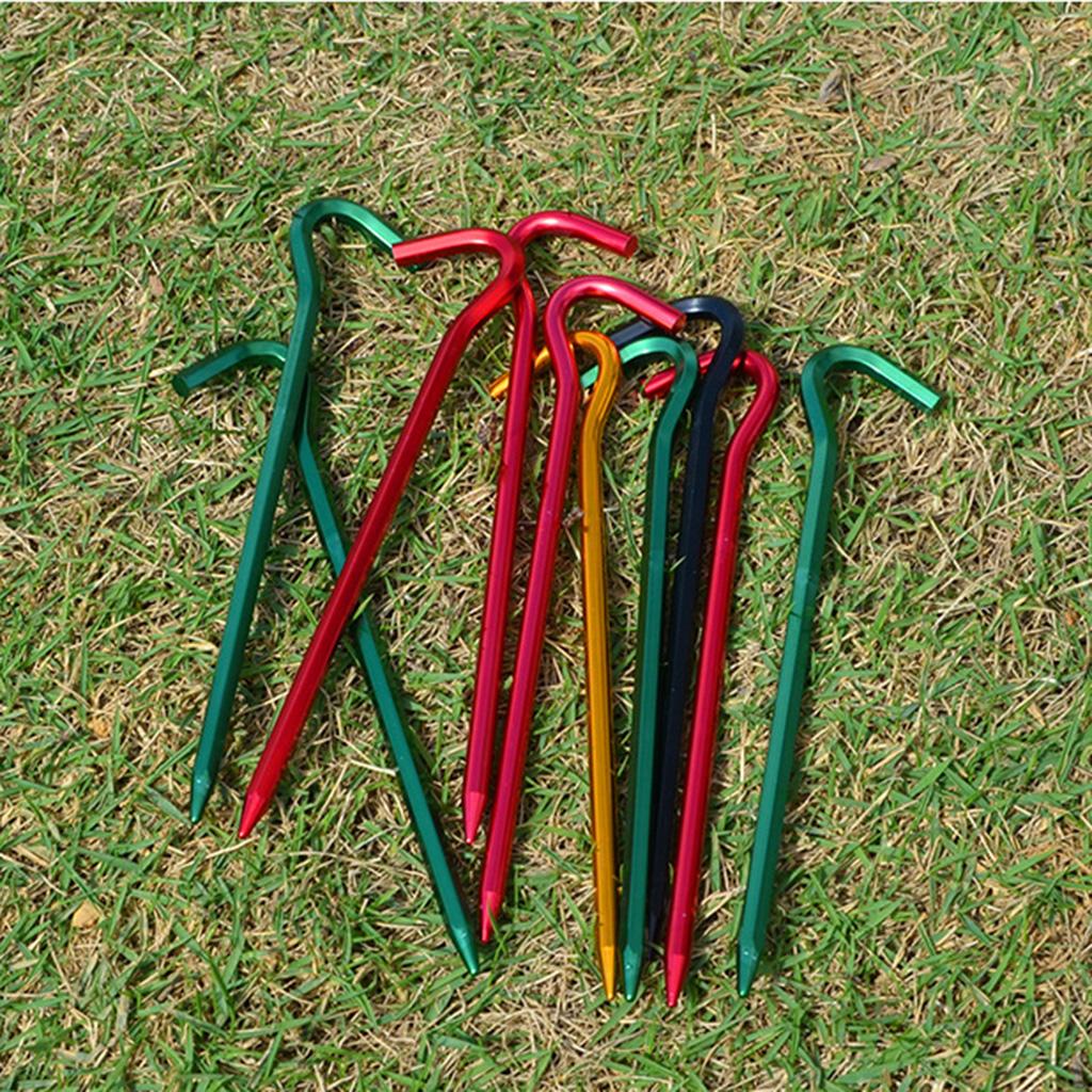 5pcs Aluminum Tent Stakes Pegs Ground Nails for Camping Awning 18cm Yellow