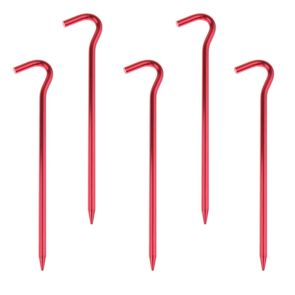 5pcs Aluminum Tent Stakes Pegs Ground Nails for Camping Awning 18cm Red
