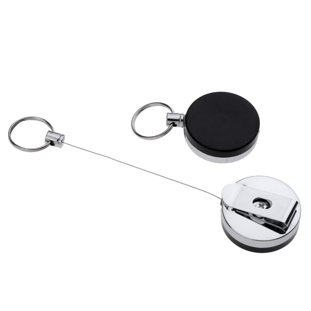 Retractable Key Chain Reel ID Badge Holder Steel Recoil Key Ring Belt Clip