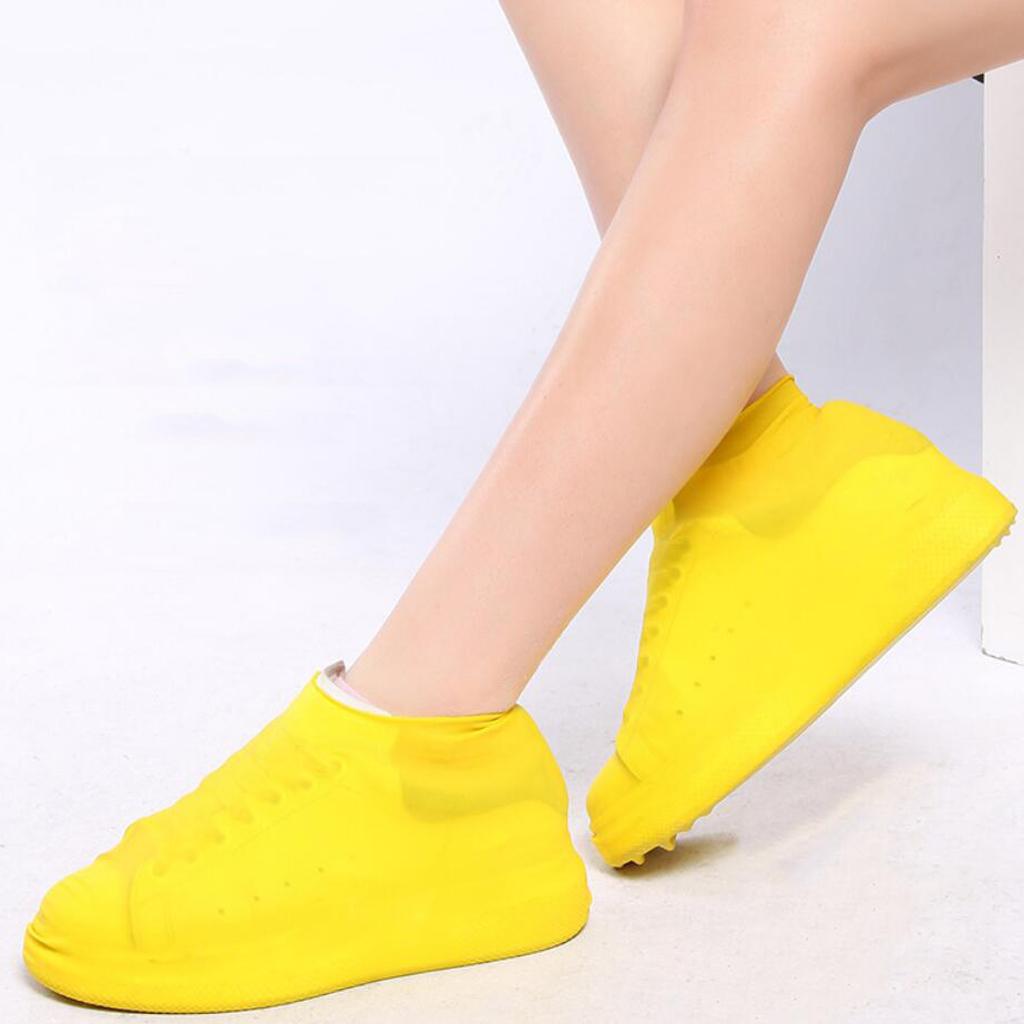 Unisex Disposable Boot & Shoe Covers Waterproof Slip Resistant Shoe Booties Yellow M