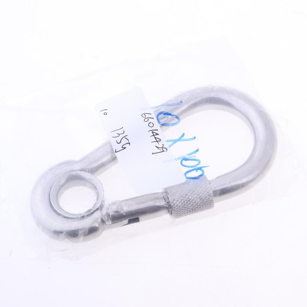 Stainless Steel Safety Carabiner Clip Hook Camping Climbing Hammock 10x100mm