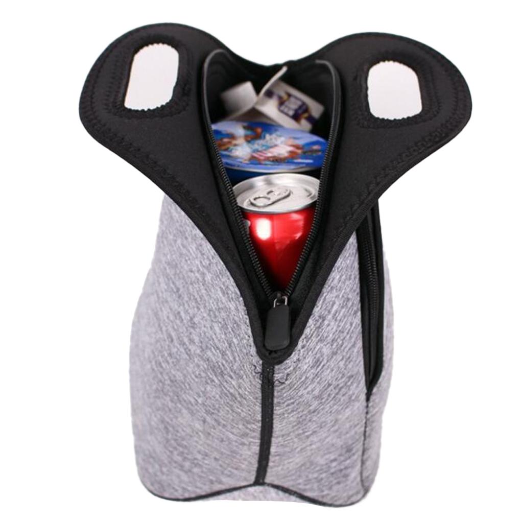 Soft Neoprene Lunch Tote Bag Lightweight Insulated Reusable Picnic Bag Gray