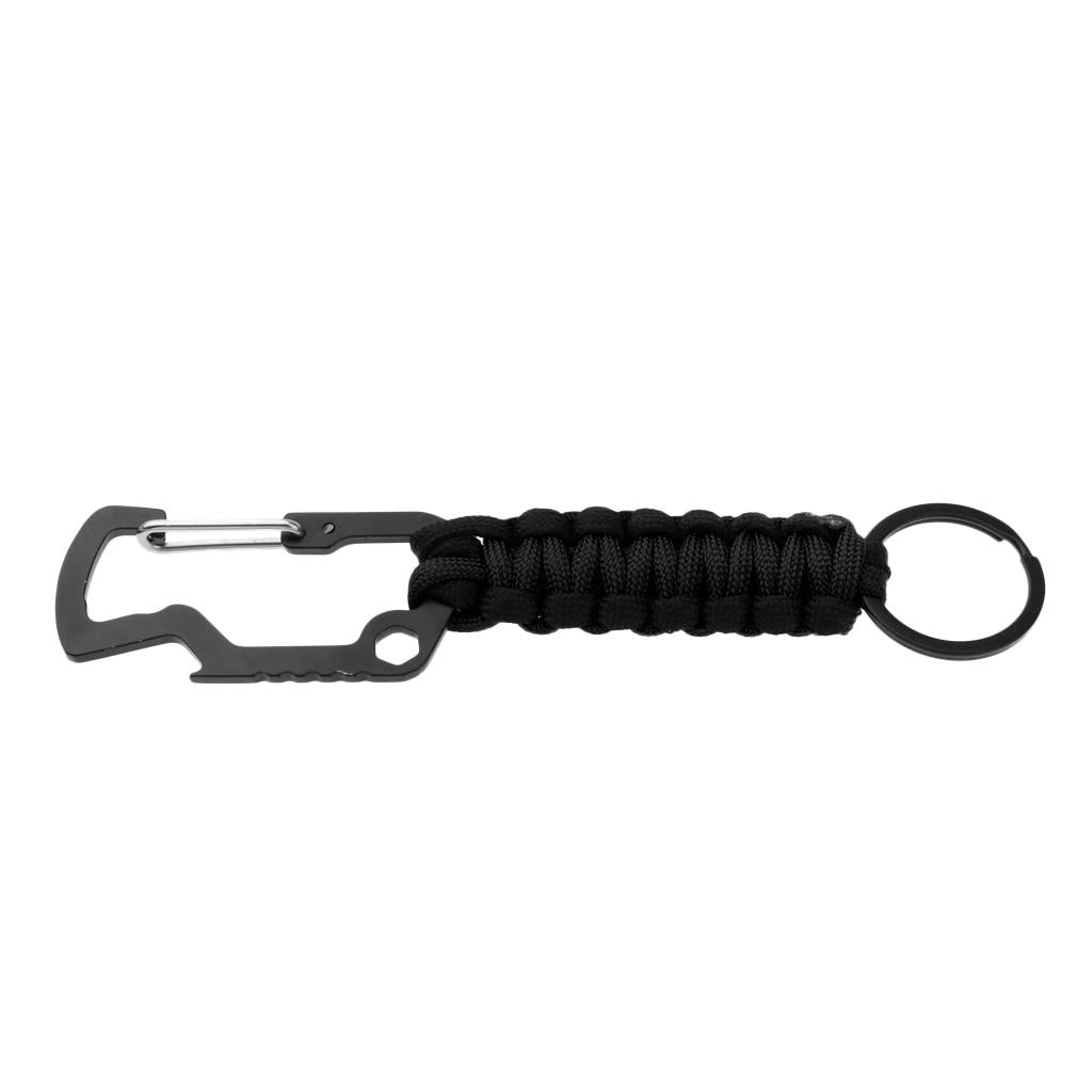 Outdoor Sports Molle Paracord Keychain Carabiner Belt Clip Black