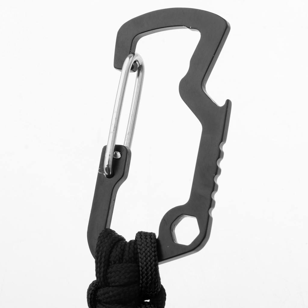 Outdoor Sports Molle Paracord Keychain Carabiner Belt Clip Black