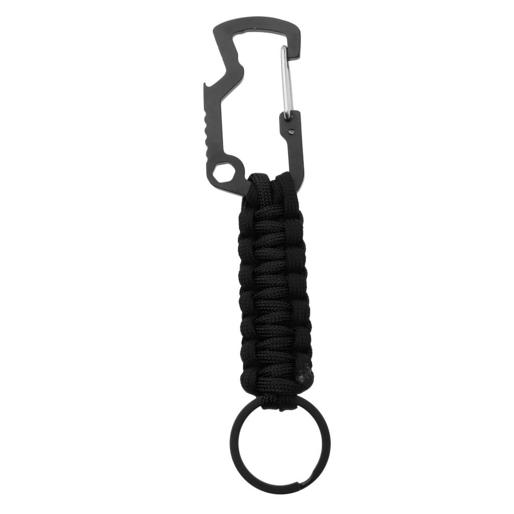 Outdoor Sports Molle Paracord Keychain Carabiner Belt Clip Black
