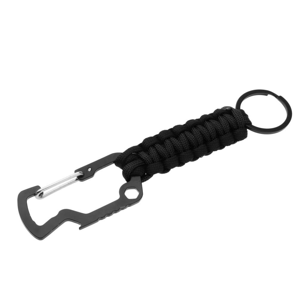Outdoor Sports Molle Paracord Keychain Carabiner Belt Clip Black