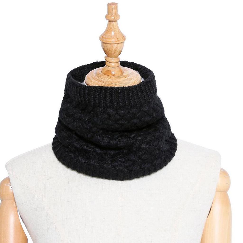 Windproof Fleece Winter Warm Scarf Neck Loop Warmer Neckerchief Black