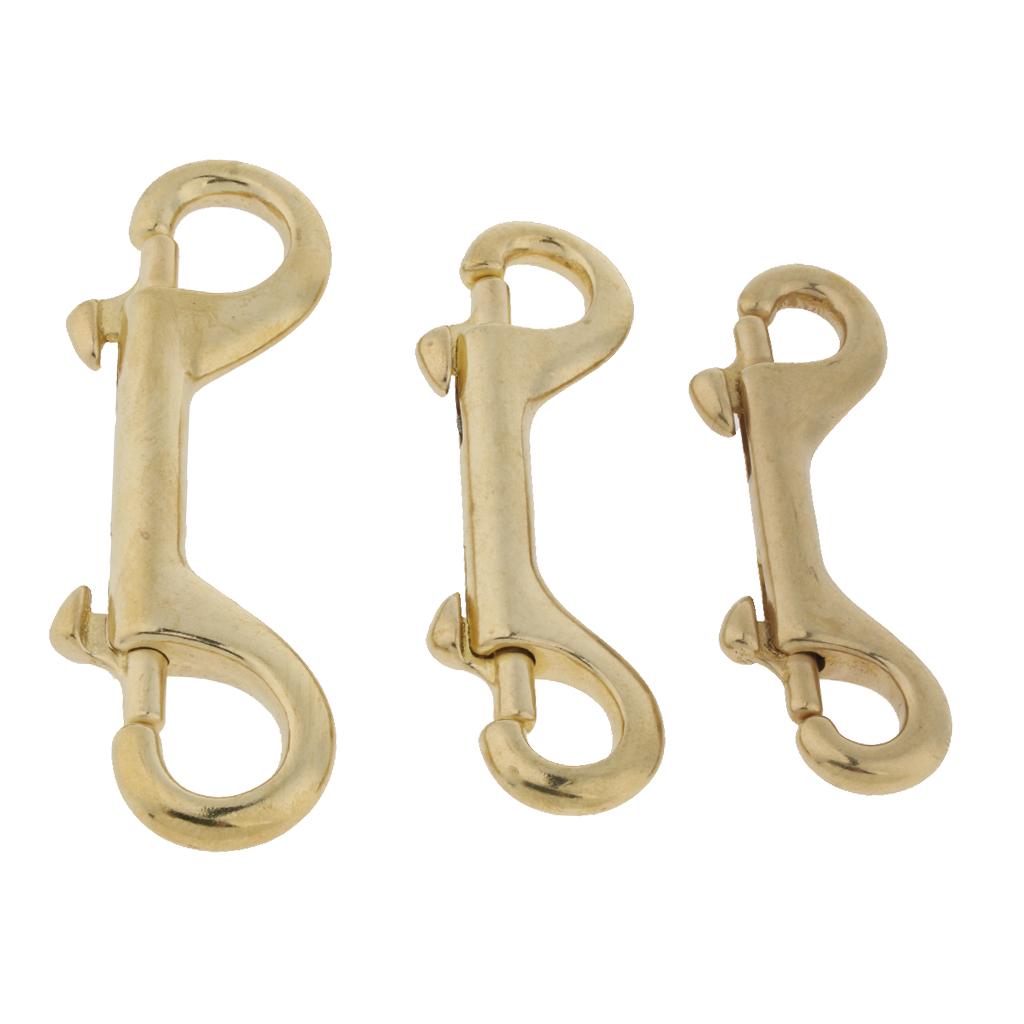 3xDouble Ended Snap Hook Key Holder Brass Clip Keychain 78mm