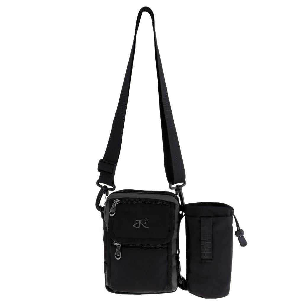 Waist Fanny Pack Water Bottle Holder Hip Belt Bum Shoulder Bag Gray