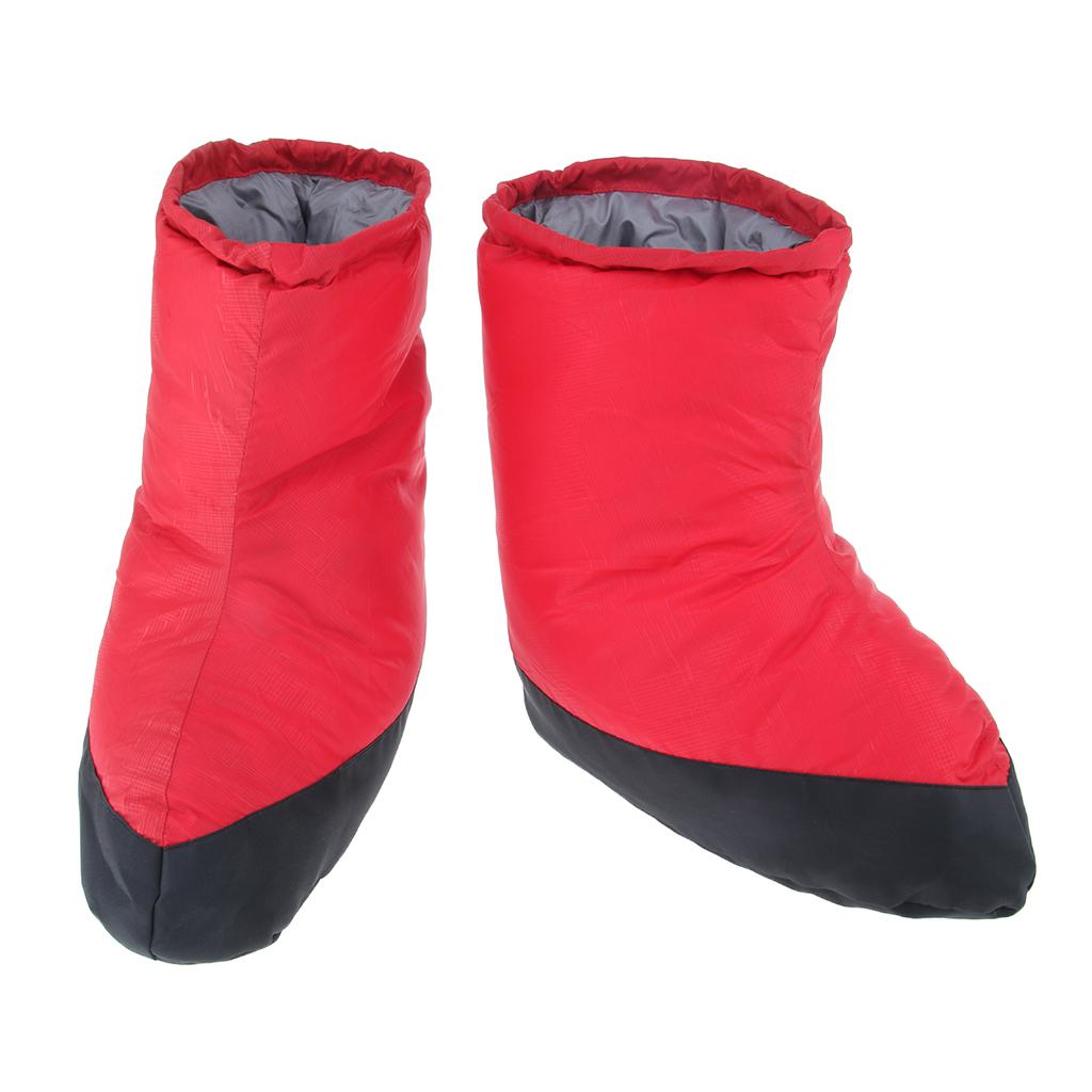 Outdoor Thermal Snow Gaiters Feet Shoes Cover Duck Down Slippers Boots Red L