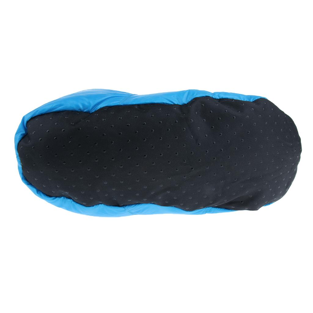 White Goose Down Slippers Winter Warm Camping Tent Foot Booties Blue XL