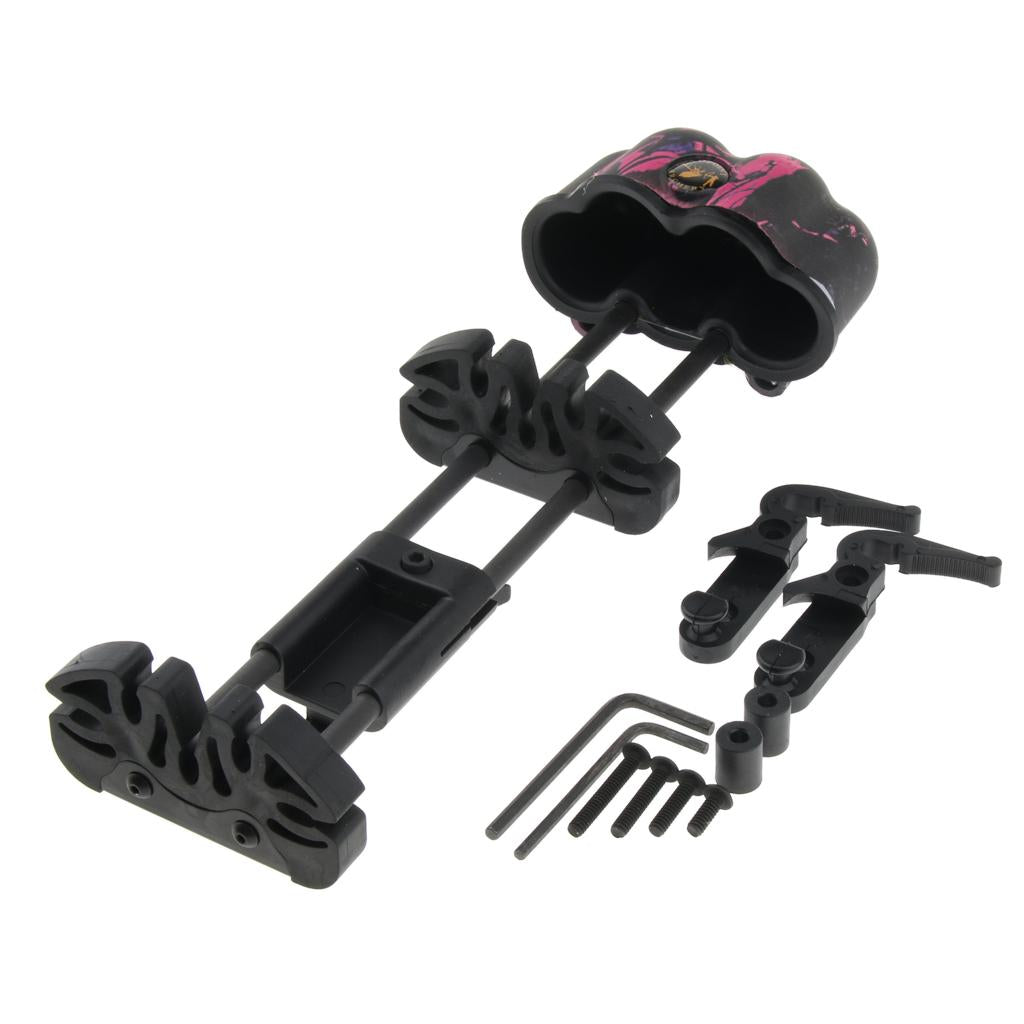 Aluminum Compound Bow 5 Arrow Quiver Holder Quick Connect Pink Camo