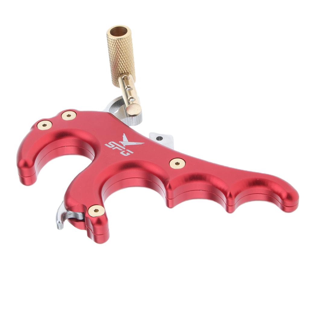 Archery Release Aid Trigger 4 Finger Grip for Compound Bow Hunting Red