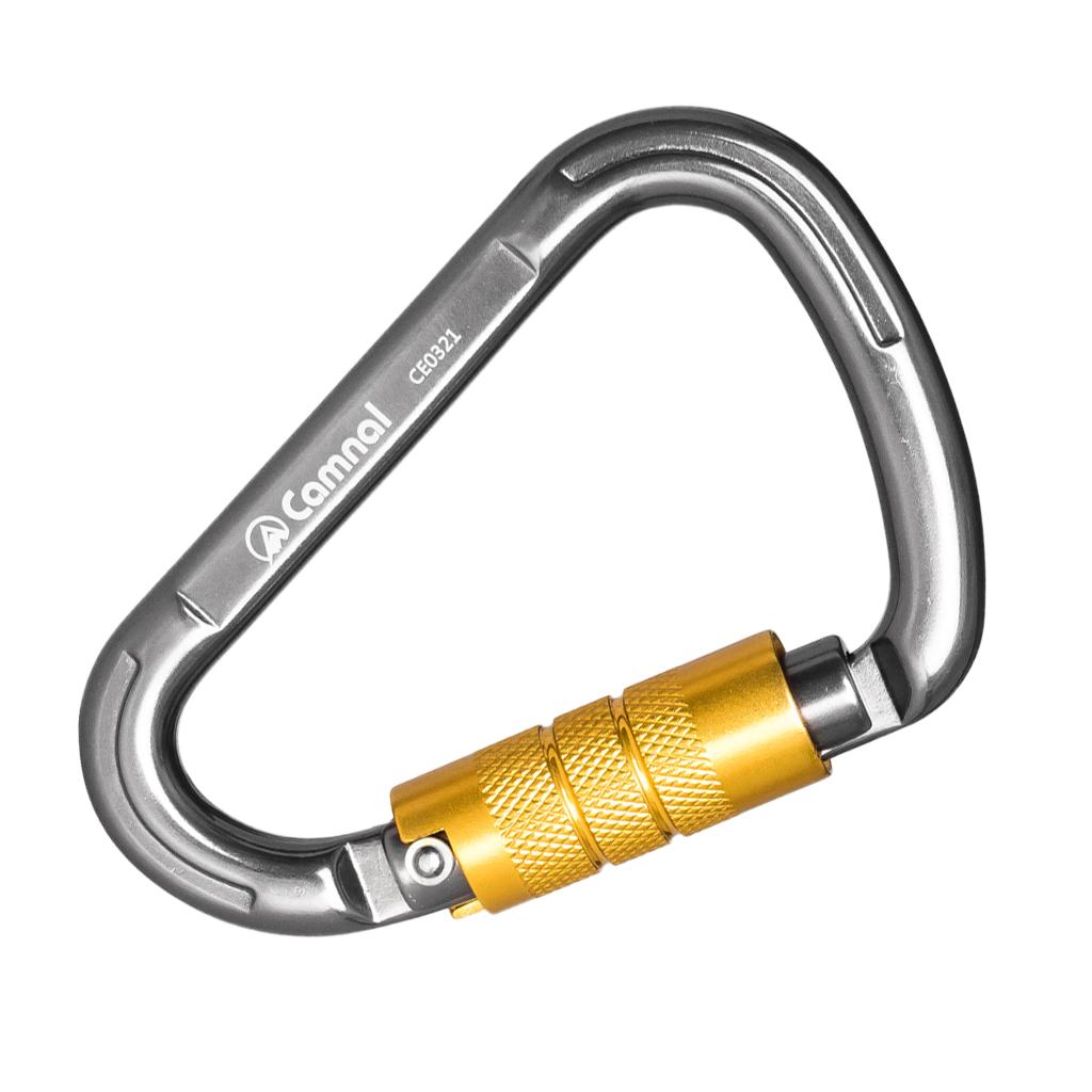 Aluminum Locking Climbing Carabiner D Shape Auto-Locking Carabiner Auto Lock Silver