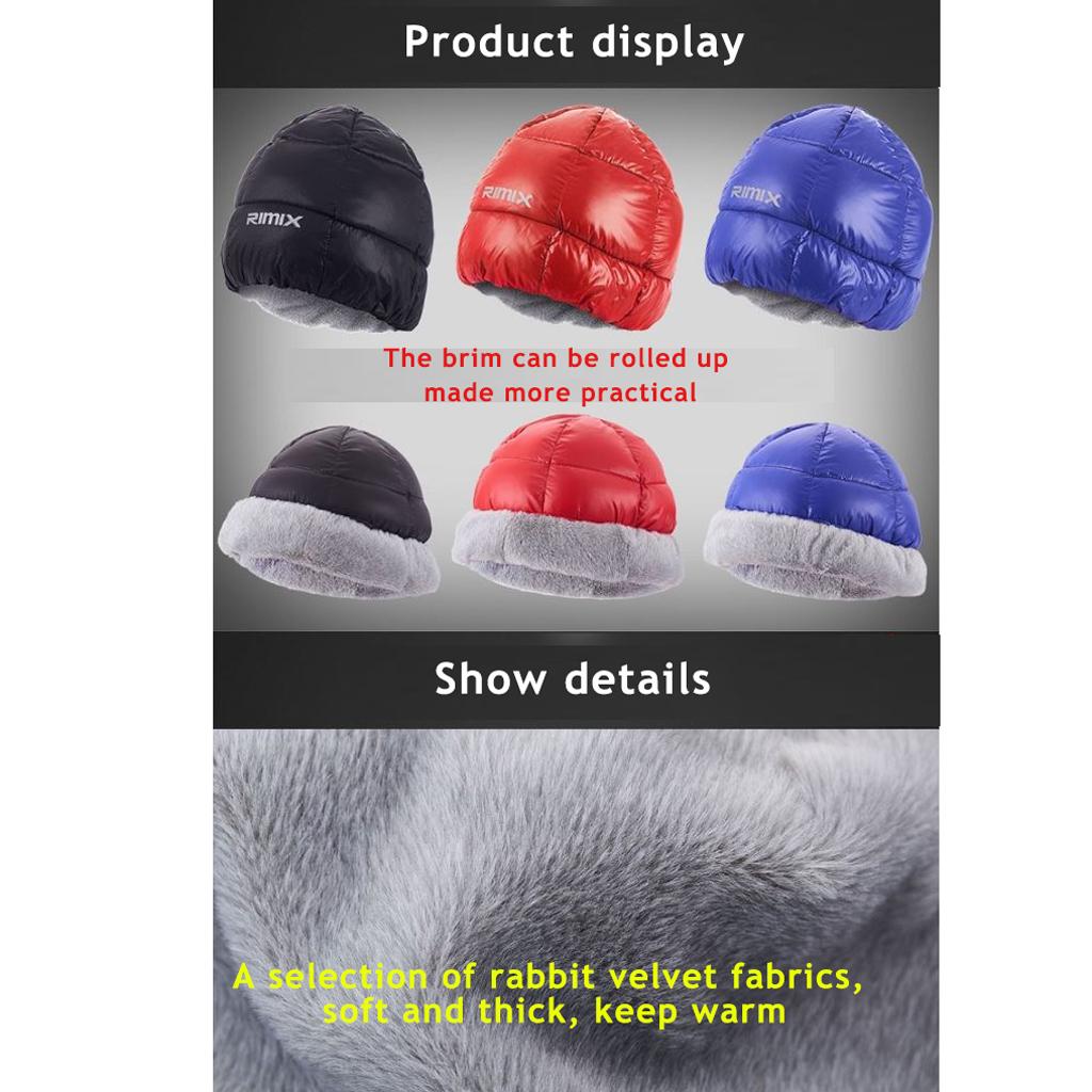 Winter Warm Down Hat Outdoor Sports Cap Ski Climbing Hiking Snowboard Red