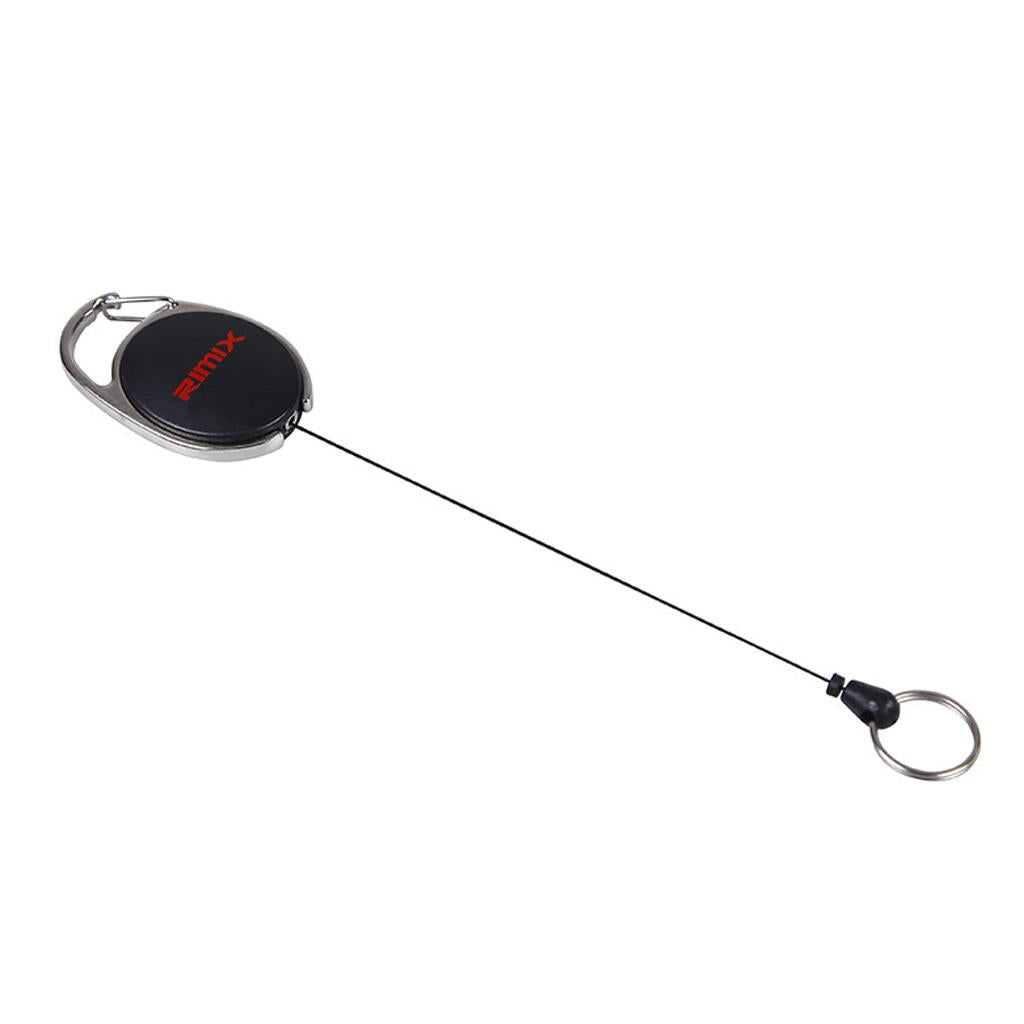 Retractable Keychain Carabiner Badge Recoil Reel Key Ring Holder Clip Black