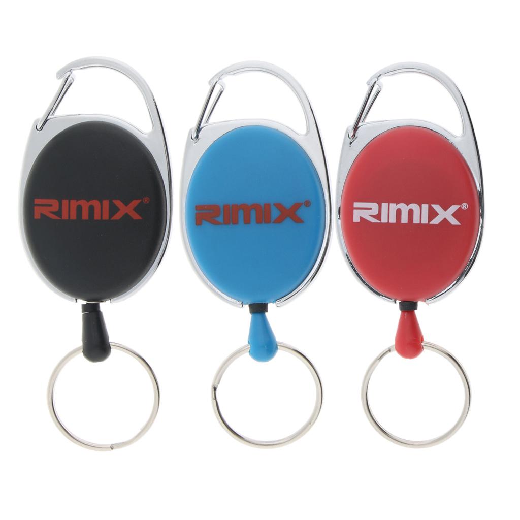 Retractable Keychain Carabiner Badge Recoil Reel Key Ring Holder Clip Black
