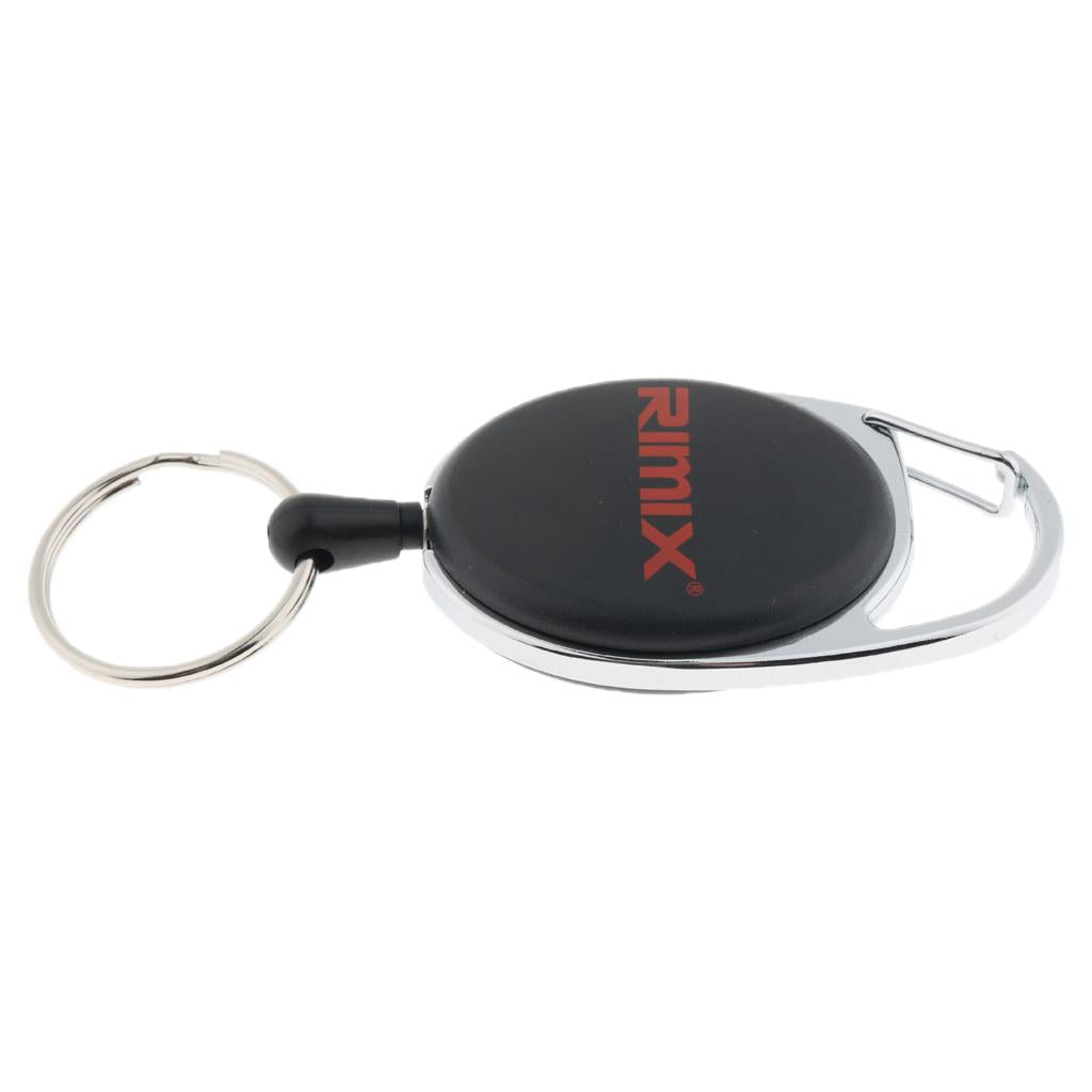 Retractable Keychain Carabiner Badge Recoil Reel Key Ring Holder Clip Black