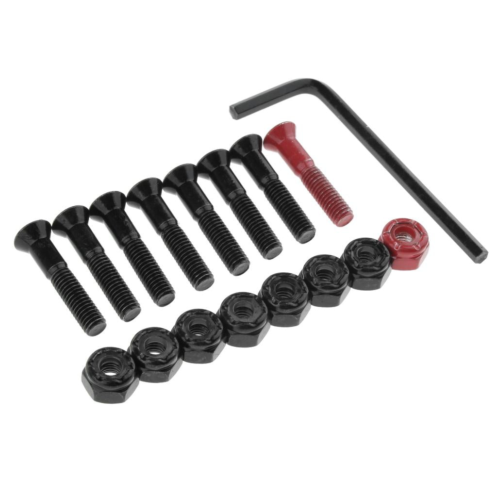 1 Set Skateboard Longboard Hardware with with L wrench 7 Black and 1 Red