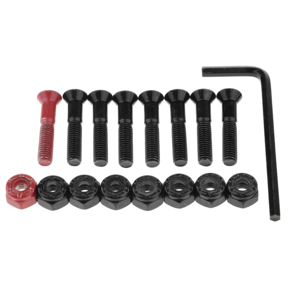 1 Set Skateboard Longboard Hardware with with L wrench 7 Black and 1 Red