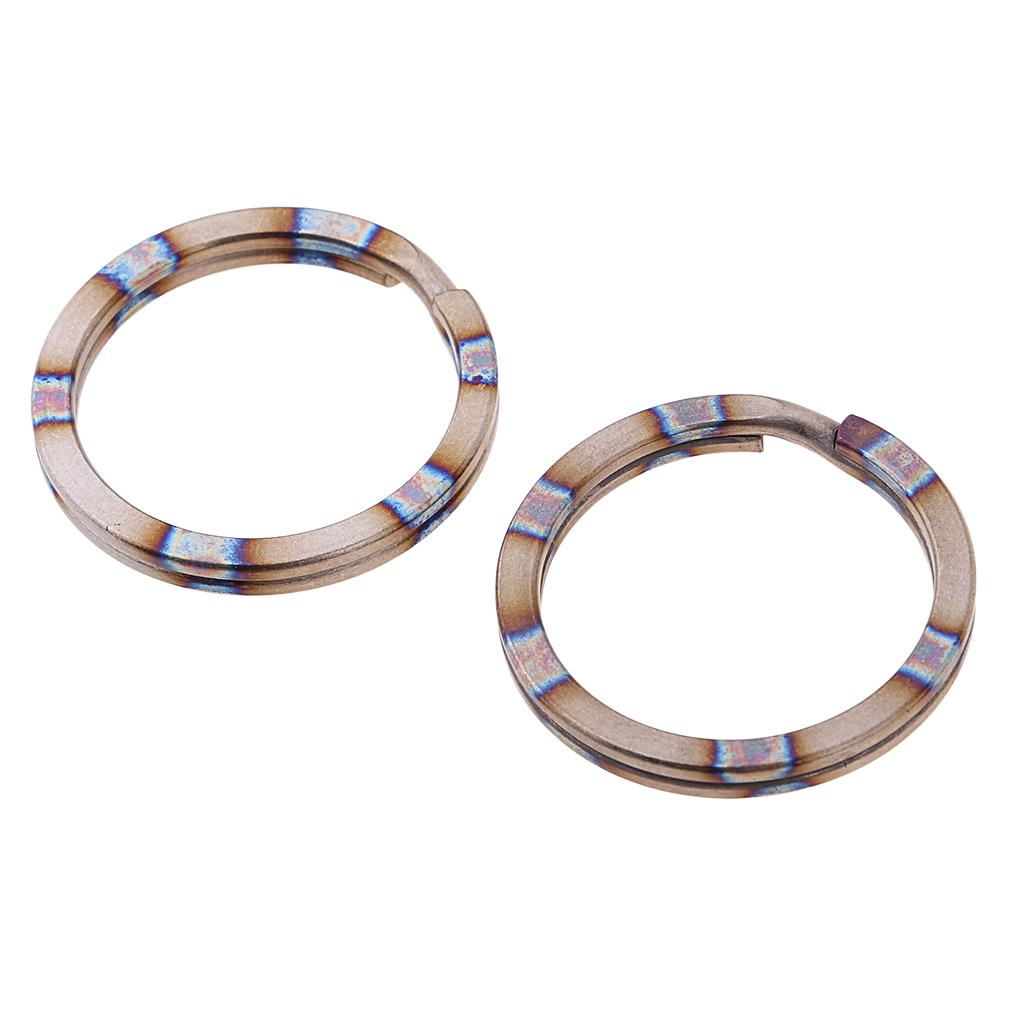 2 Pieces Titanium Key Ring Pocket Tool Mini Split Keychain Circle Clip 32mm