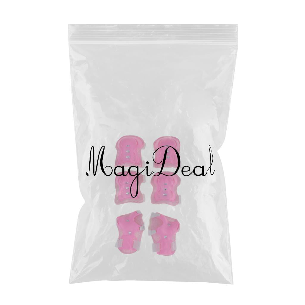 6Pcs Skating Protective Gear Set Bicycle Skateboard Skate Roller Protector Pink